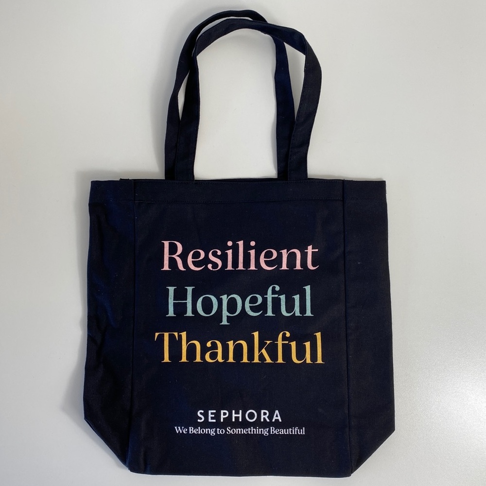Sephora Tote Bag Black Resilient Hopeful Thankful